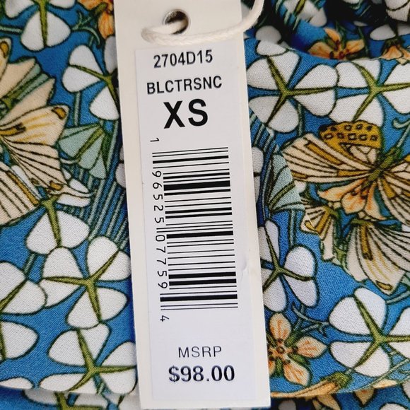 Max Studio Tiered A-Line Skirt Women's Size XS Blue Multi Floral Print Pull-On - Picture 8 of 8